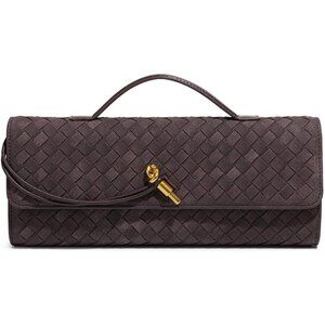 Versatile Suede Woven Clutch - Compact Evening Shoulder Bag for Chic Women